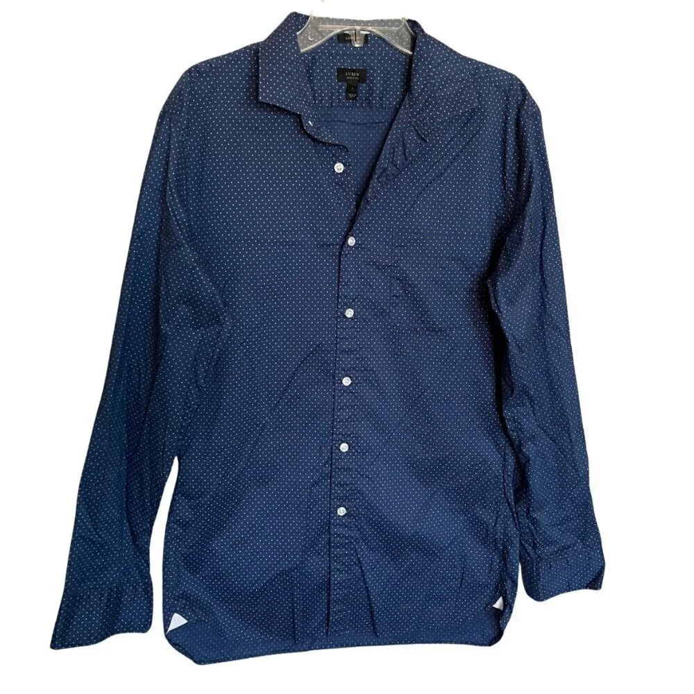 J.Crew Slim-fit Ludlow Premium Cotton Slim Fit Dress Shirt Blue Polka Dot Size L